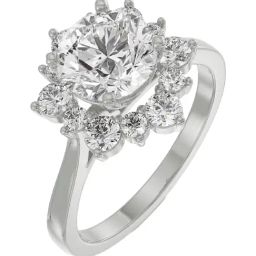 Emori 18k White Gold & Diamond Star Halo Engagement Ring-image-11