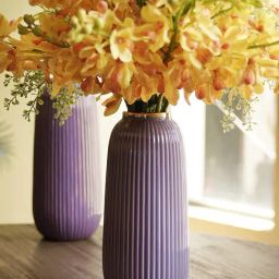 Pure Home and Living Purple Ribbed Ceramic Vase-14