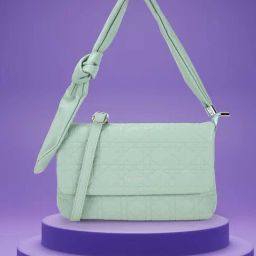 Mochi Green Textured Medium Shoulder Bag-image-92