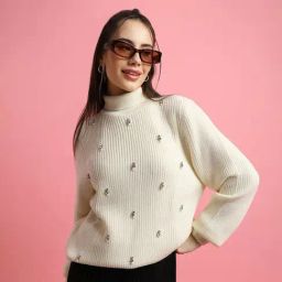 Forever 21 Beige Embellished Sweater-image-61