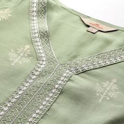 Anouk Printed Thread Work Kurta with Palazzos &  Dupatta image 2