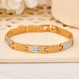 VOJ Gold & Silver Toned Textural Designer Bracelets for Men-image-89