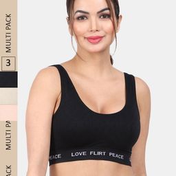 Amour Secret Pack Of 3 Full Coverage Lightly Padded Anti-Odour Sports Bra-39