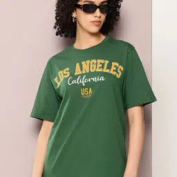Dillinger Green Cotton Graphic Print Oversized T-Shirt-image-91