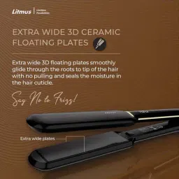 Litmus HS44 Luxury Edition Wide 3D Ceramic Plate Hair Straightener (Black) image 4