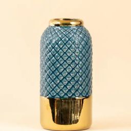 Whispering Homes Blue & Gold Yore Ceramic Vase-image-91
