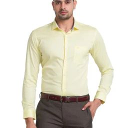 Park Avenue Yellow Cotton Slim Fit Shirt-image-16