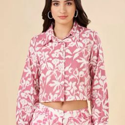Akkriti by Pantaloons Pink Floral Print Crop Shirt-picture-39