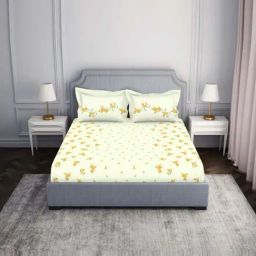 Spaces Essentials AW24 132 Cream 100% Cotton 132 TC Double Bedsheet with 2 Pillow Covers-image-18