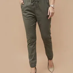 Code by Lifestyle Green Cotton Plain Pant-image-21