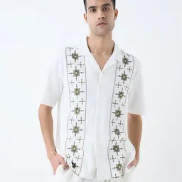 ETA by Westside Off-White Embroidered Relaxed-Fit Cotton Shirt-picture-5