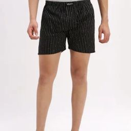 Showoff Black Slim Fit Striped Boxer-image-78