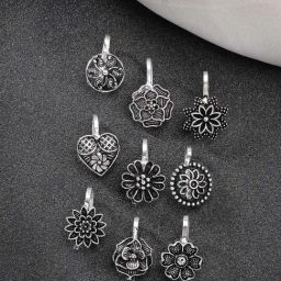 NVR Women Silver-Plated Nose Pins - Set of 9-34