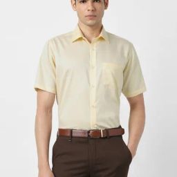 Van Heusen Yellow Cotton Regular Fit Shirt-47