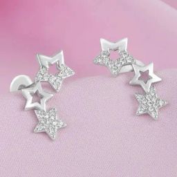 Zavya Star Rhodium Plated 925 Sterling Silver Earrings for Women-image-64