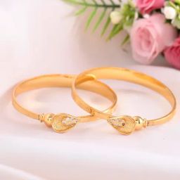VOJ Gold Plated Tear Drop Shaped Classic Bangles Set of 2-2