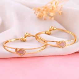 VOJ Gold Plated AD Stone Studded Classic Bangles Set of 2-10