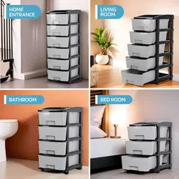 RUBOXA Black & White Textured 2-Layer Drawer Organiser image 3