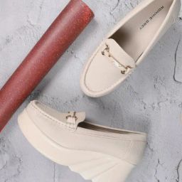Ronnie Grey Women's Off White Wedge Loafers-image-32
