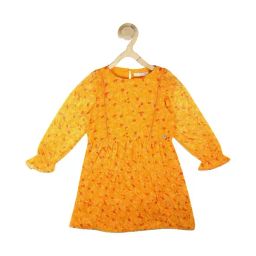 Peter England Kids Yellow Floral Print Full Sleeves Dress-image-82