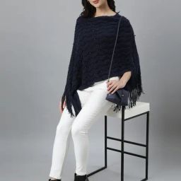 SHOWOFF Navy Embellished Poncho-picture-40