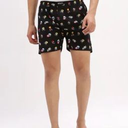 Showoff Black Slim Fit Printed Boxer-image-76