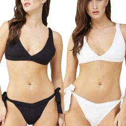 Secrets By ZeroKaata Black & White Plain Swimwear Bra Panty Set - Pack Of 2-image-40