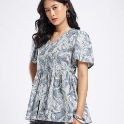 Anouk Rustic Floral Printed A-Line Kurti image 3
