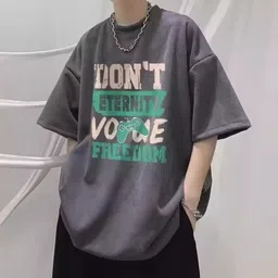 StyleCast Men Typography Printed Round Neck Oversized T-shirt-image-47
