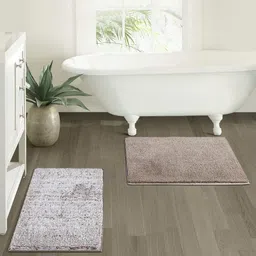 OBSESSIONS 2-Pcs Beige Anti-Skid Bath Rugs-44