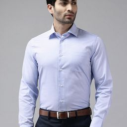 Blackberrys India Fit Geometric Self-Design Pure Cotton Slim Formal Shirt-picture-11