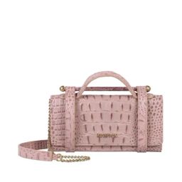 Hidesign Ophelia Shiny Baby Croco Pink Solid Tri-fold Wallet For Women-image-3