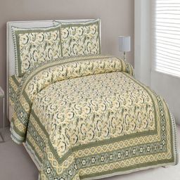 Myntra Elegant Homes Green Floral Printed 180 TC King Bedsheet Set 2.74 m x 2.54 m-image-55