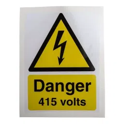 RS PRO Black/White/Yellow Vinyl Safety Labels, Danger 415 Volts-Text 200 mm x 150 mm Model No 7760964 (1 Bag of 5)-image-76