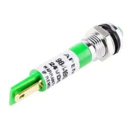 RS PRO Green Panel Mount Indicator 24V DC, Mounting Hole Size 8 mm, Termination Type Faston, Solder Lug, IP Rating IP67, Model No 8385542 image 3