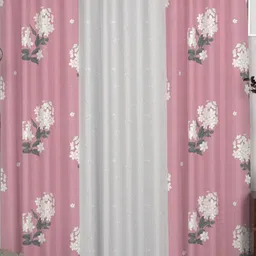 CHHAVI INDIA Pink & White Set of 3 Floral Door Curtain-image-21