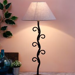 Devansh Grey & Black Solid Self-Design Frustum Table Lamp image 4