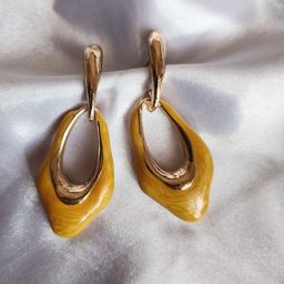 Piu Jewels Gold-Plated Contemporary Drop Earrings-21