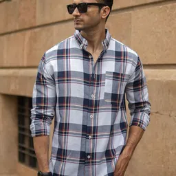 Powerlook Men Tartan Checked Button-Down Collar Casual Shirt-picture-16