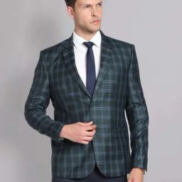 AD by Arvind Green Regular Fit Check Blazer-image-57
