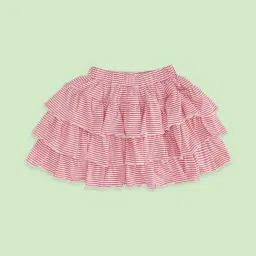 Pantaloons Junior Pink Cotton Striped Skirt-picture-33