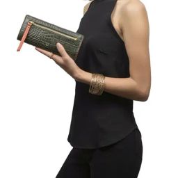 Hidesign Jupiter Cro Mel Ran Green Textured Bi-Fold Wallet for Women-image-38