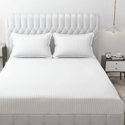 Galaxy Home Decor White Striped 210 TC King Bedsheet Set- 2.28 m x 2.28 m-image-63