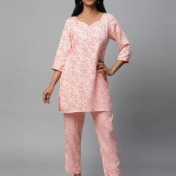 Aurelia Pink Printed Straight Short Kurti-image-77