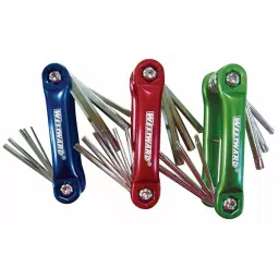 Westward Hex Key Set Alloy Steel Chrome Finish Folding Shape, 5YUU6-12