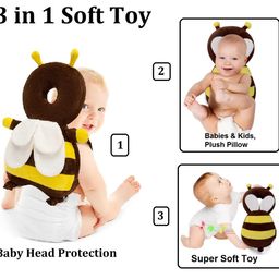 KIDVYANSHI Head Protector Cushion Plush Soft Toy Early Learning Toy Fall Protection Helmet Baby Head Protector Child Adjustable Shoulder Strap (Head Protector)(Brown) image 5