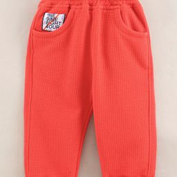 Little Kangaroos Waffle Full Length Lounge Pant Text Print - Red-image-52
