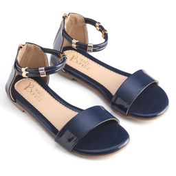 Hola Bonita Party Wear Back Zip Closure Sandal - Navy-image-94