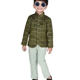 DOTSON Full Sleeves Motif Embroidered 33 Piece Party Set - Green-picture-42