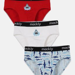 Mackly Pack Of 3 Shark Printed Briefs - White & Red-image-25